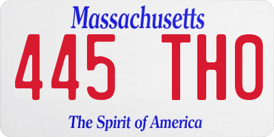 MA license plate 445TH0