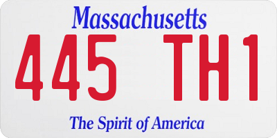 MA license plate 445TH1