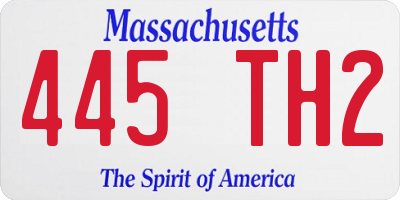 MA license plate 445TH2