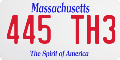 MA license plate 445TH3