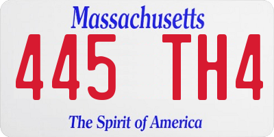 MA license plate 445TH4