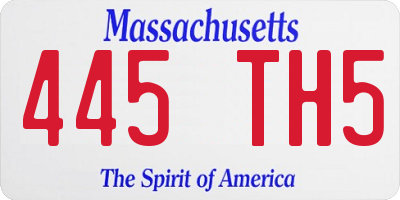MA license plate 445TH5