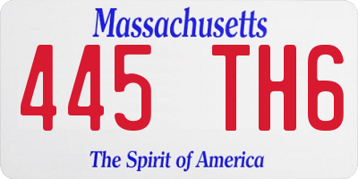 MA license plate 445TH6