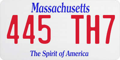 MA license plate 445TH7