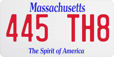 MA license plate 445TH8