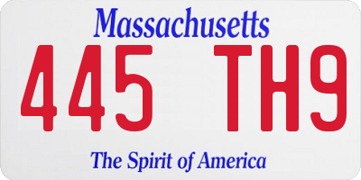 MA license plate 445TH9
