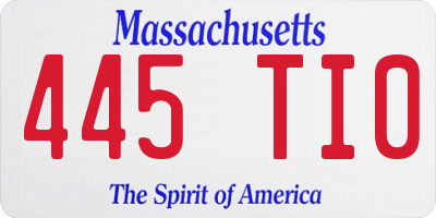 MA license plate 445TI0