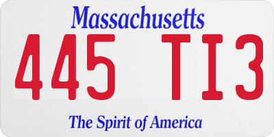 MA license plate 445TI3