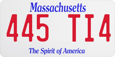 MA license plate 445TI4