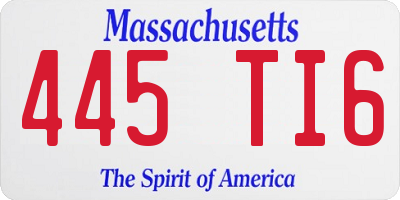 MA license plate 445TI6