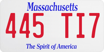 MA license plate 445TI7