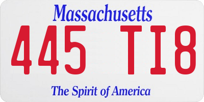 MA license plate 445TI8