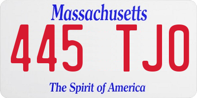 MA license plate 445TJ0