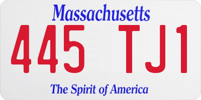 MA license plate 445TJ1
