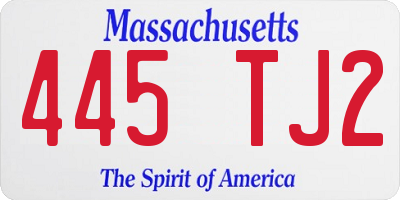 MA license plate 445TJ2