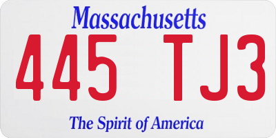 MA license plate 445TJ3
