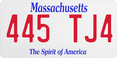 MA license plate 445TJ4