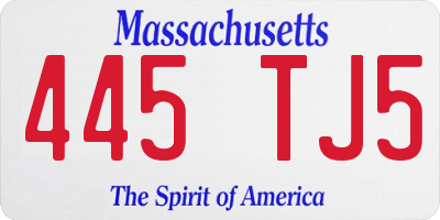 MA license plate 445TJ5