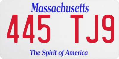 MA license plate 445TJ9