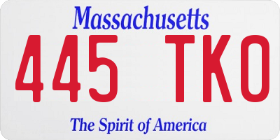 MA license plate 445TK0