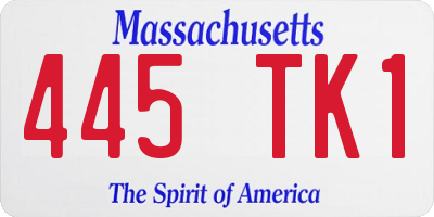 MA license plate 445TK1