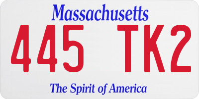 MA license plate 445TK2