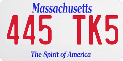 MA license plate 445TK5