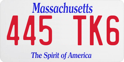 MA license plate 445TK6