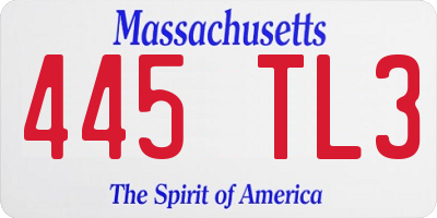 MA license plate 445TL3