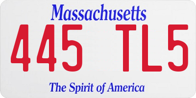 MA license plate 445TL5