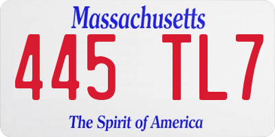 MA license plate 445TL7
