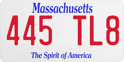 MA license plate 445TL8