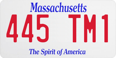 MA license plate 445TM1