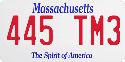 MA license plate 445TM3