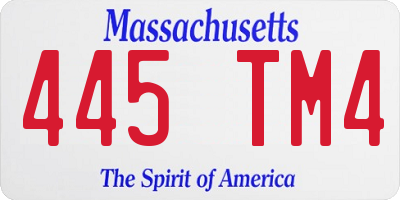 MA license plate 445TM4
