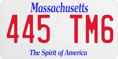MA license plate 445TM6
