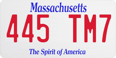 MA license plate 445TM7