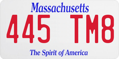 MA license plate 445TM8