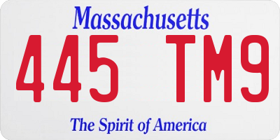 MA license plate 445TM9