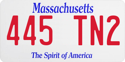 MA license plate 445TN2