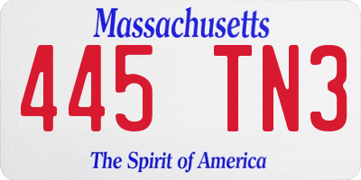 MA license plate 445TN3