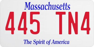 MA license plate 445TN4
