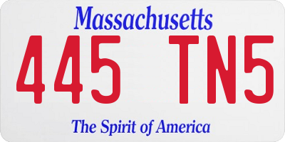 MA license plate 445TN5