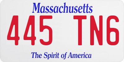 MA license plate 445TN6