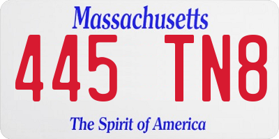 MA license plate 445TN8