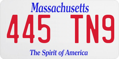 MA license plate 445TN9