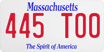 MA license plate 445TO0