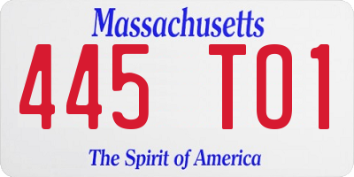 MA license plate 445TO1