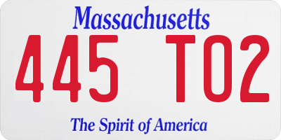 MA license plate 445TO2