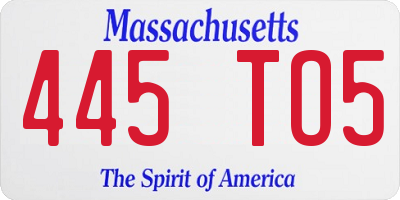 MA license plate 445TO5